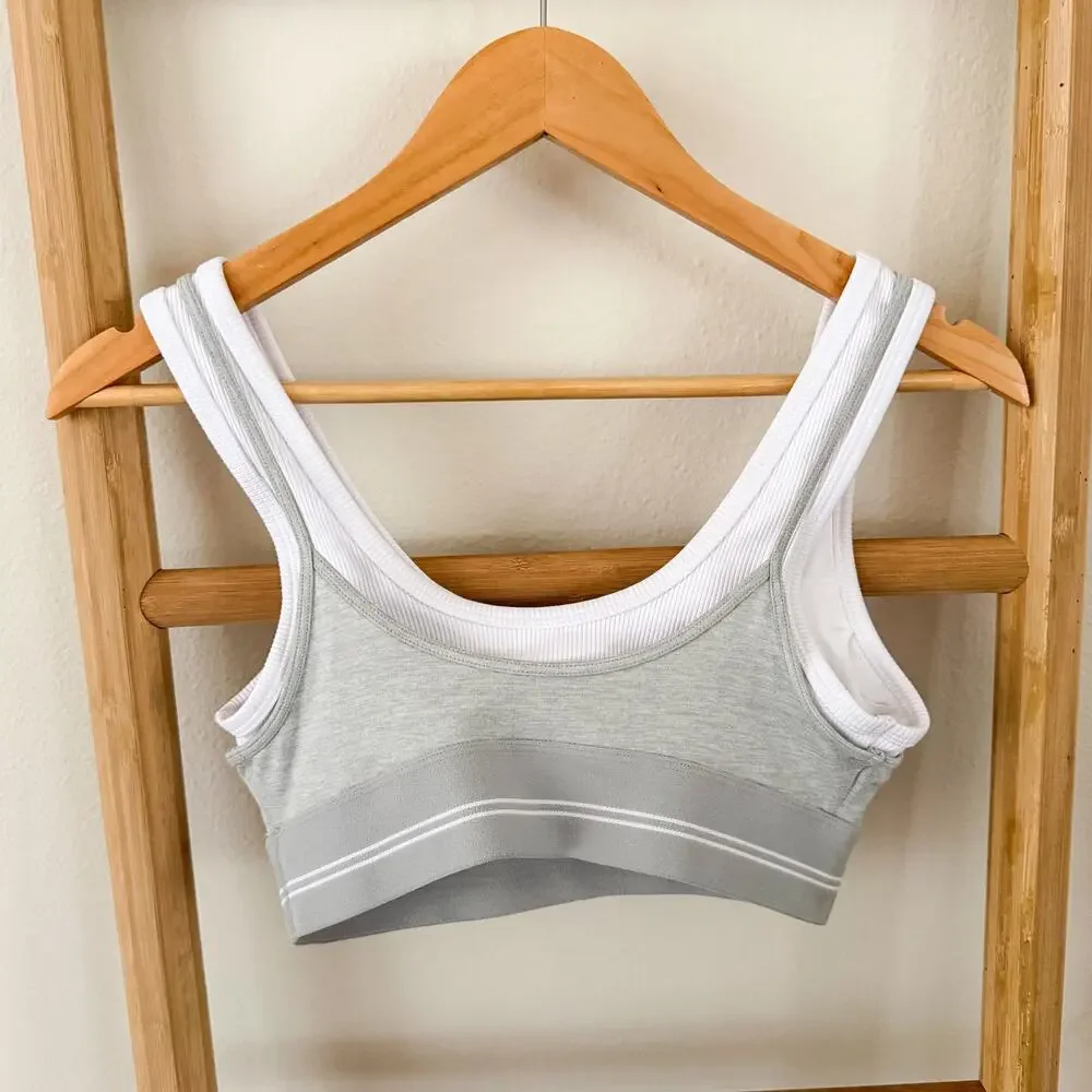 NWOT Alo Yoga Better Together Bra Heart Throb Shorts Set Gray XS S